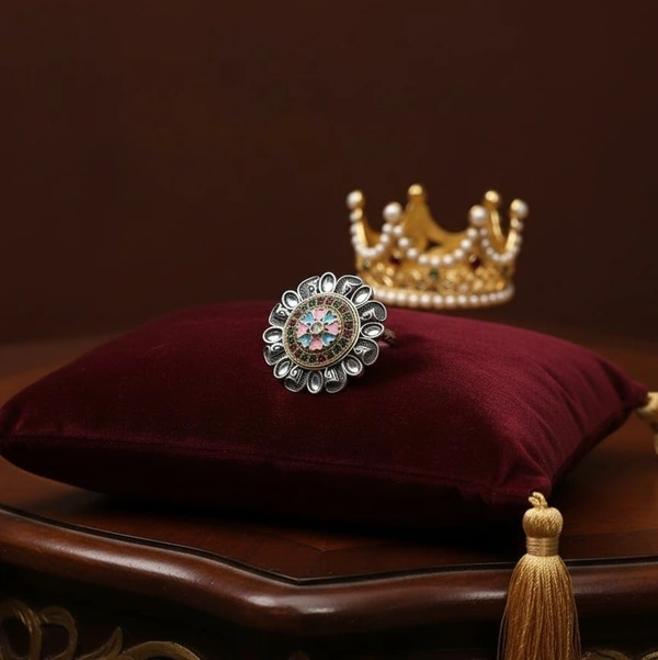 ROYAL HERITAGE SILVER HERITAGE BICHHIYA - Free Size, Silver-Golden