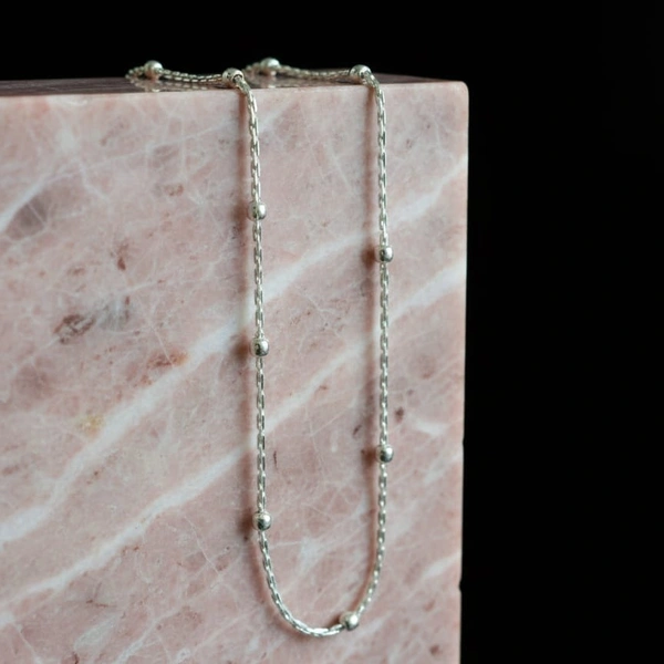 SILVER BEAD CHAIN - Long, Silver