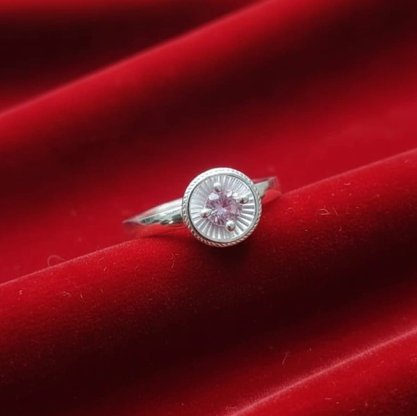 PINK SOLITAIRED ROYAL SILVER BICHHIYA - Free Size, Silver