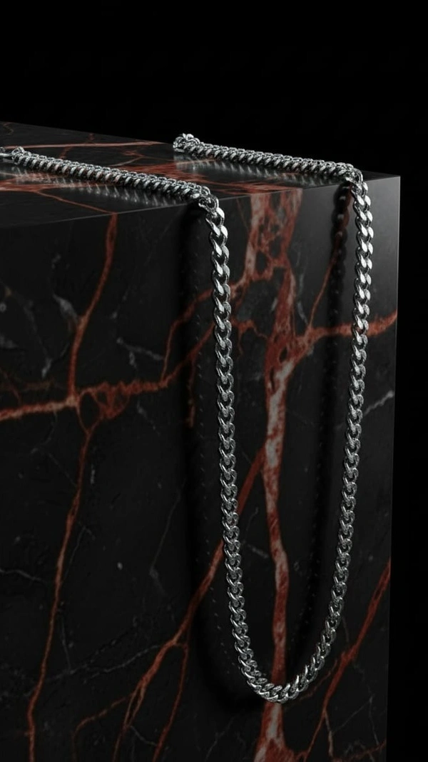 CUBAN SILVER CHAIN - Long, Silver