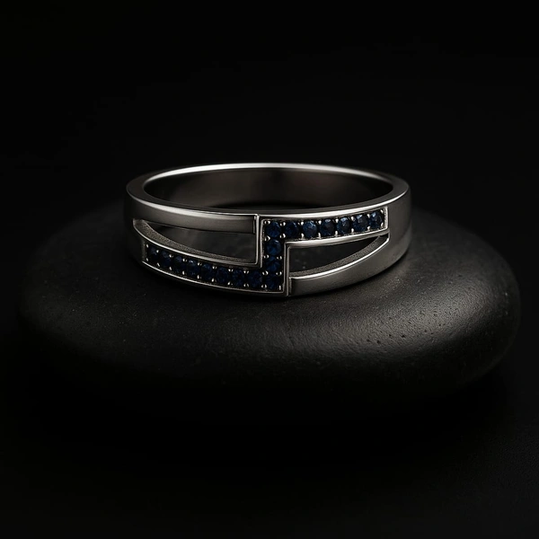 SILVER BLUE SOLITAIRE RING - -, SILVER