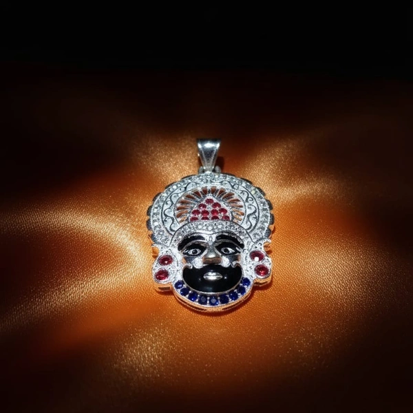 SPIRITUAL KHATU SHYAM LOCKET - -, Silver-Orange