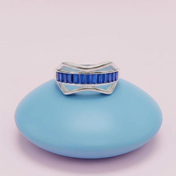 BLUE SOLITAIRE RING - -, Silver