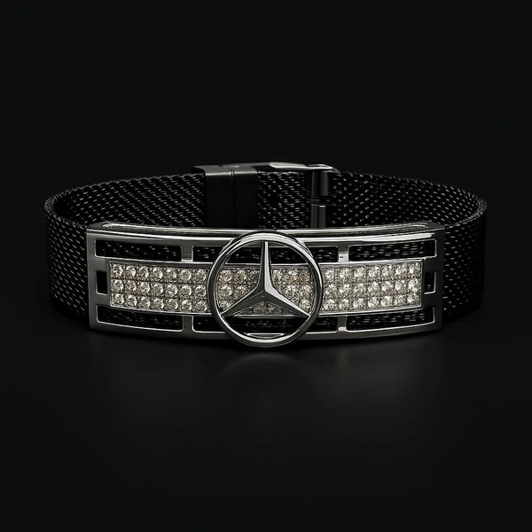  Silver Mercedes Bracelet - Free size, Silver