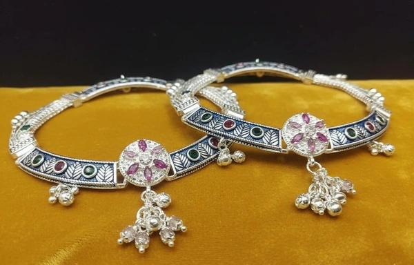 ROYAL JODHPURI HEAVY PAYAL - Free, Silver-Blue