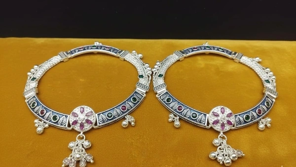 ROYAL JODHPURI HEAVY PAYAL - Free, Silver-Blue