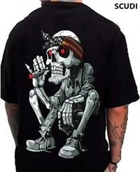 Trendy Black Colour Printed Half-sleeve T-shirts for Men - XL