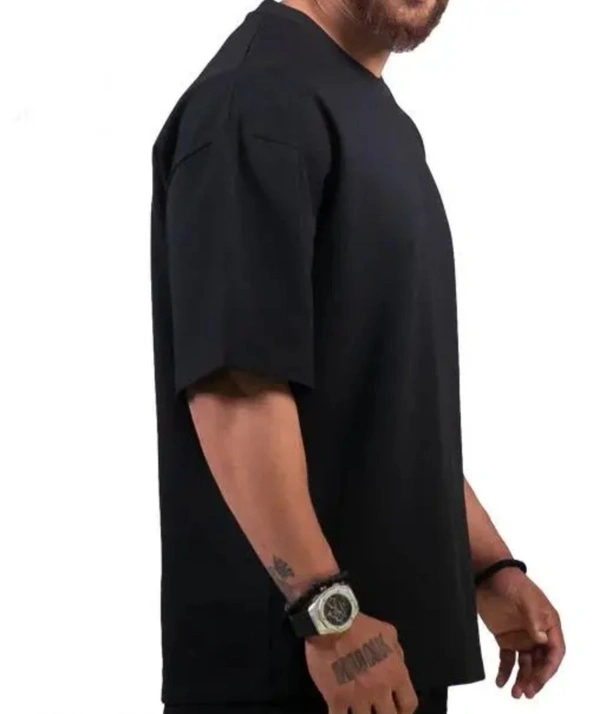 Trendy Black Colour Printed Half-sleeve T-shirts for Men - XL