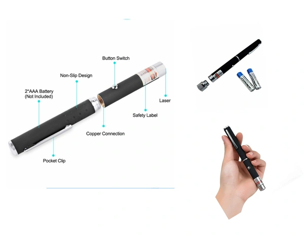 Rainsound  Green Laser PEN Pointer 5mW 532nm With High Beam , 2 Batteries Include, BOX PACK - 100 pcs in 1 ctn