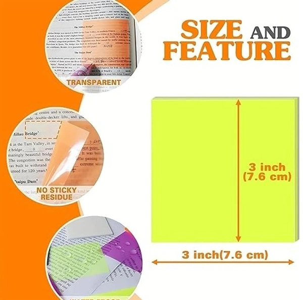 GLUN TRANSPARENT STICKY NOTES 250 SHEETS