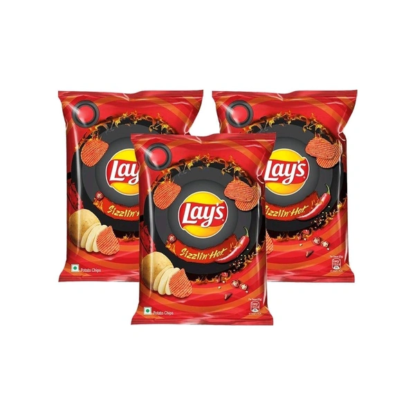 Lays Lay's Sizzling Hot Potato Chips - Pack of 3 - 3x48g, Chips