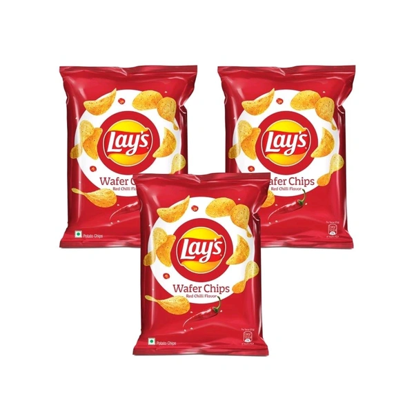 Lays Lay's Wafer Style - Red Chilli Potato Chips - Pack of 3 - 3x48g, Chips