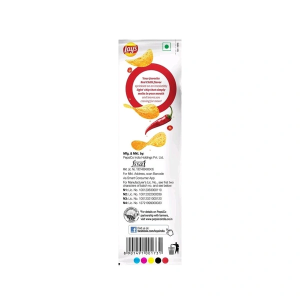 Lays Lay's Wafer Style - Red Chilli Potato Chips - Pack of 3 - 3x48g, Chips