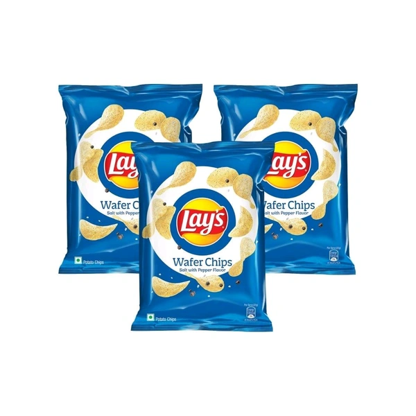 Lays Lay's Wafer Style - Salt with Pepper Potato Chips - Pack of 3 - 3 x 48 g, Chips