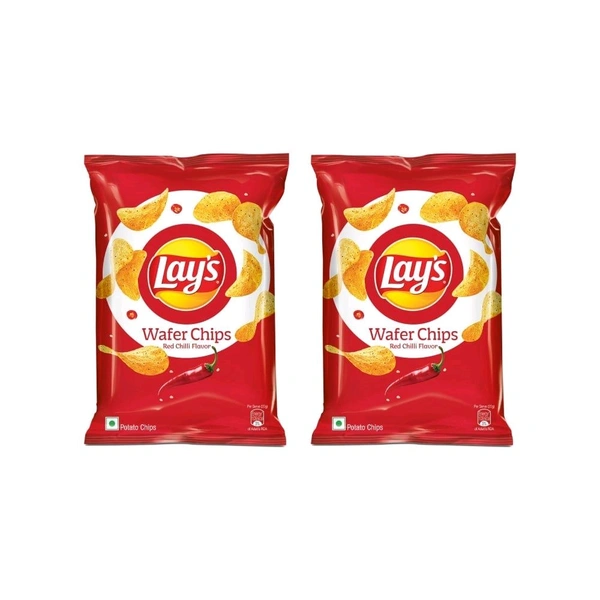 Lays Lay's Wafer Potato Chips (Red Chilli) - Pack of 2 - 2 x 82 g, Chips