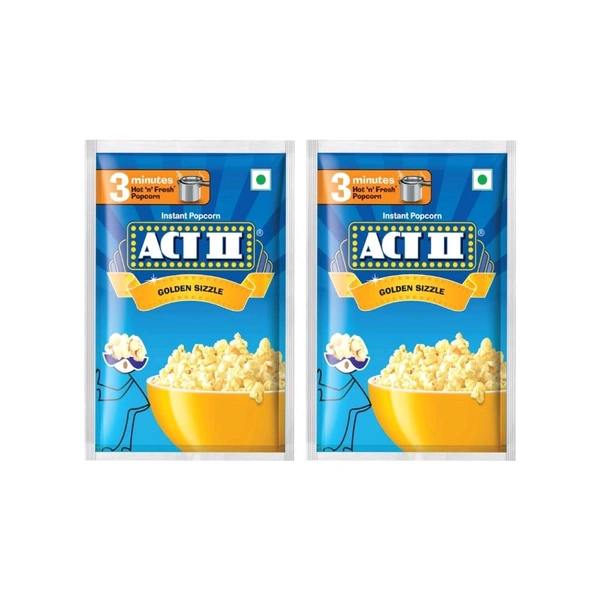 Act II Golden Sizzle Popcorn - Instant - Pack of 2 - 2 x 30 g, Popcorn
