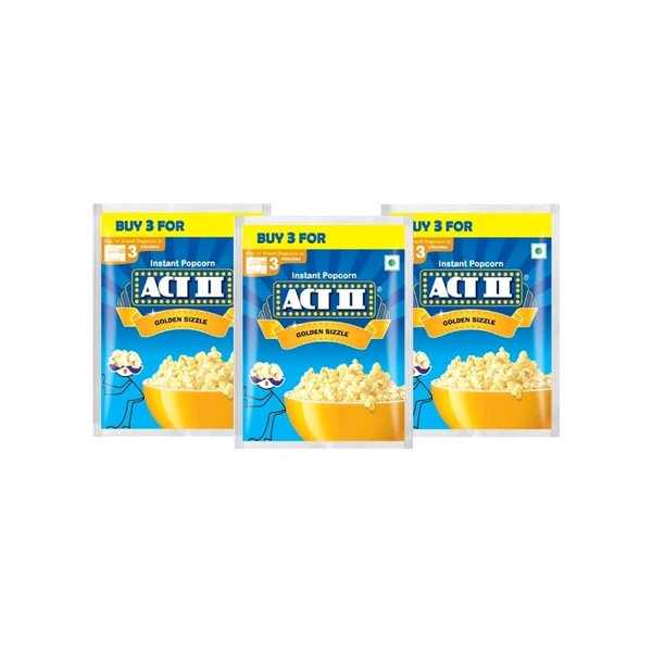 Act II Golden Sizzle Popcorn - Instant - Pack of 3 - 3 x 60 g, Popcorn