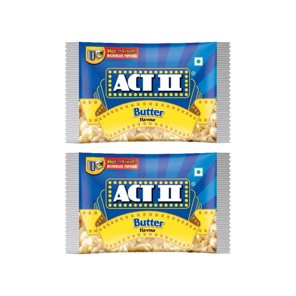 Act II Butter Popcorn - Microwave - Pack of 2 - 2 x 99 g, Popcorn