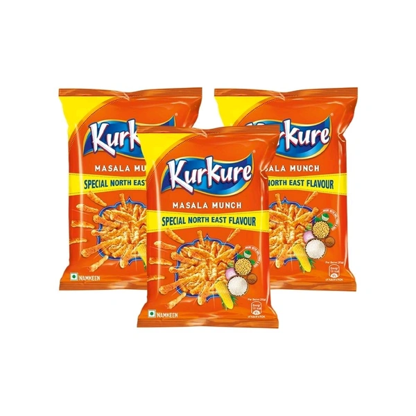 Kurkure Masala Munch Crisps - Pack of 3 - 3 x 75 g