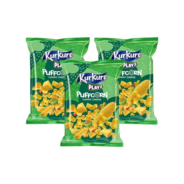 Kurkure Puffcorn Yummy Cheese Puffs - Pack of 3 - 3 x 52 g
