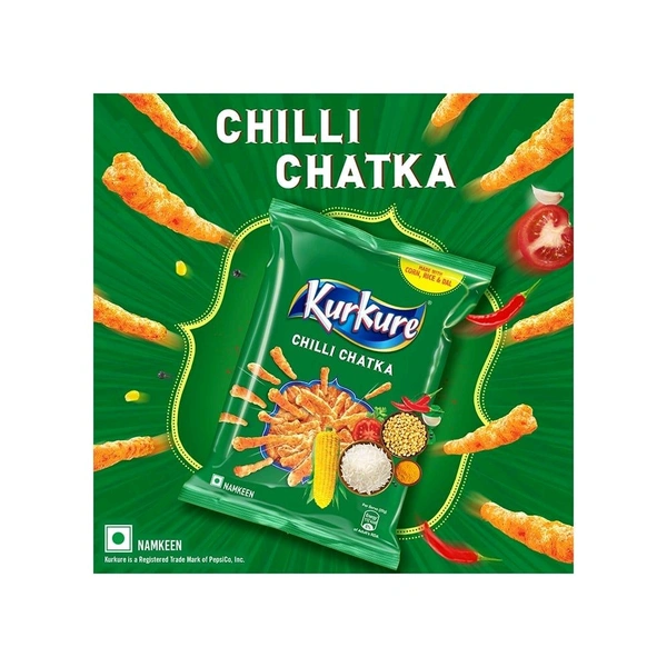 Kurkure Chilli Chatka Crisps - Pack of 3 - 3 x 68 g