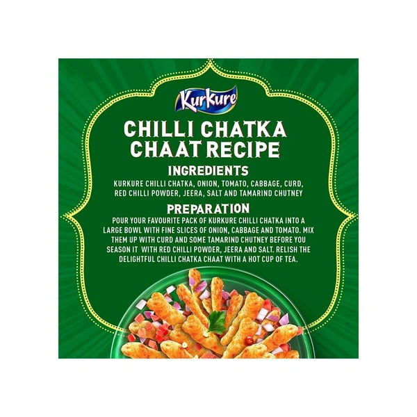 Kurkure Chilli Chatka Crisps - Pack of 3 - 3 x 68 g