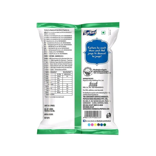 Kurkure Chilli Chatka Crisps - Pack of 3 - 3 x 68 g