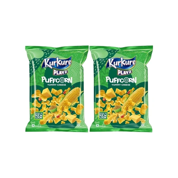 Kurkure Playz Puffcorn Yummy Cheese Puffs - Pack of 2 - 2 x 84 g