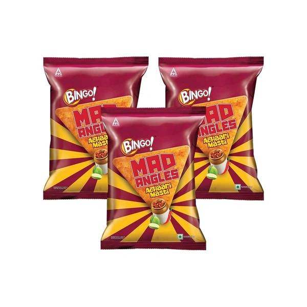 Bingo Mad Angles Achaari Masti Crisps - Pack of 3 - 3 x 60 g