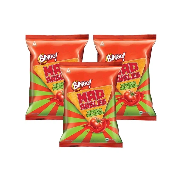 Bingo Mad Angles Tomato Madness Crisps - Pack of 3 - 3 x 60 g