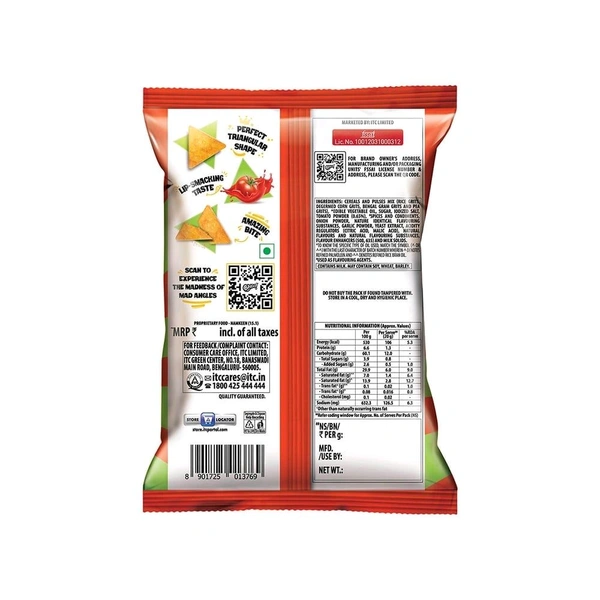 Bingo Mad Angles Tomato Madness Crisps - Pack of 3 - 3 x 60 g