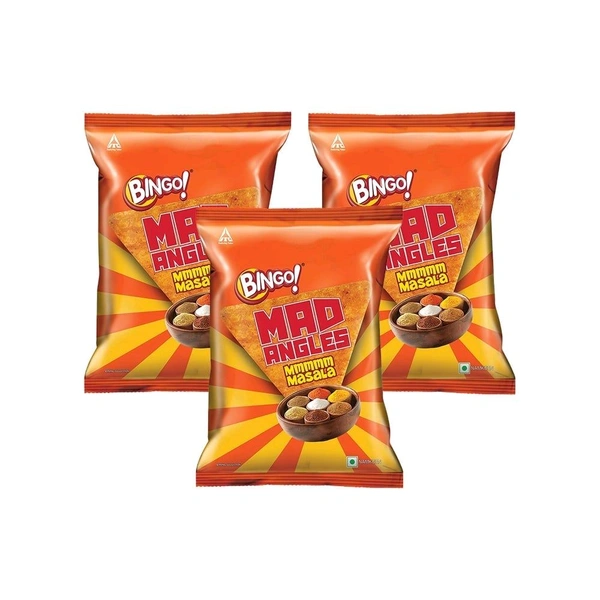 Bingo Mad Angles Masala Madness Crisps - Pack of 3 - 3 x 60 g