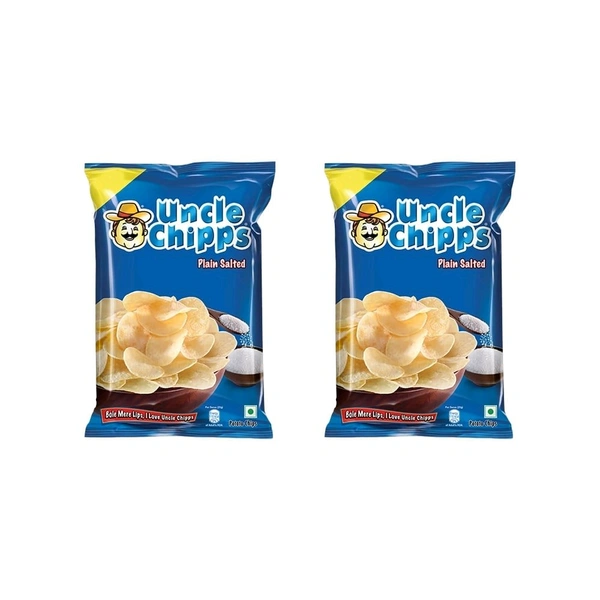 Uncle Chipps Plain Salted Potato Chips - Pack of 2 - 2 x 80 g