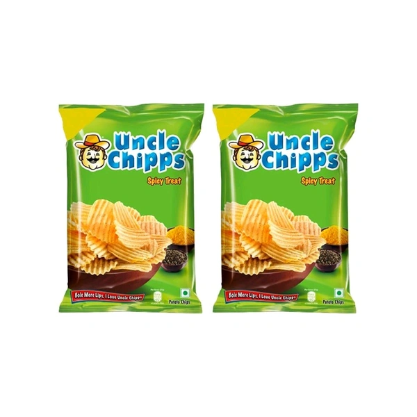 Uncle Chipps Spicy Treat Potato Chips - Pack of 2 - 2 x 80 g