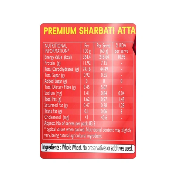 Ganesh Whole Wheat Premium Sharbati Atta - 5 Kg