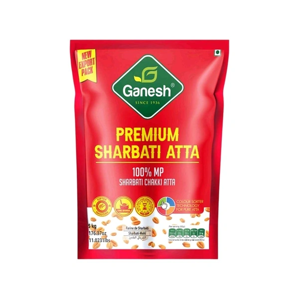 Ganesh Whole Wheat Premium Sharbati Atta  - 1kg