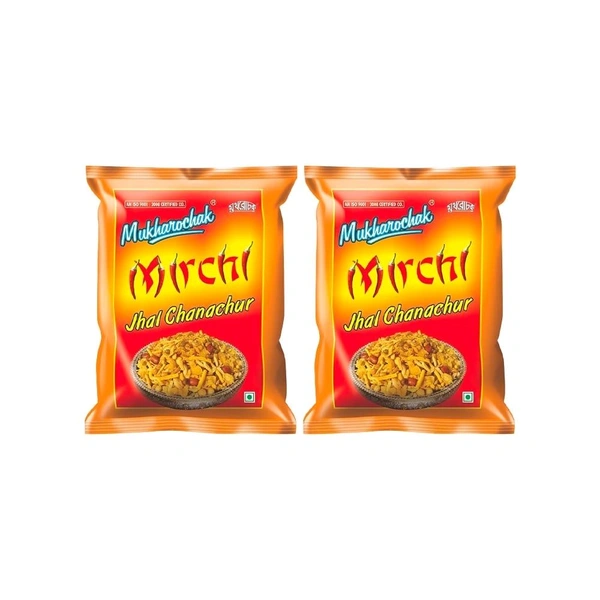 Mukharochak Mirchi Jhal Chanachur Mixture Namkeen - Pack of 2 - 2 x 200 g