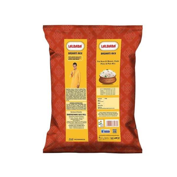 Lalbaba Traditional Basmati Rice (Extra Long Grain) - 1 kg