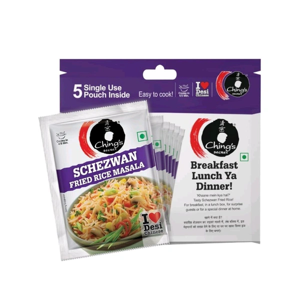 Ching's Secret Schezwan Fried Rice Masala Instant Mix - 5 Single Use Pouches - 5 x 20 g