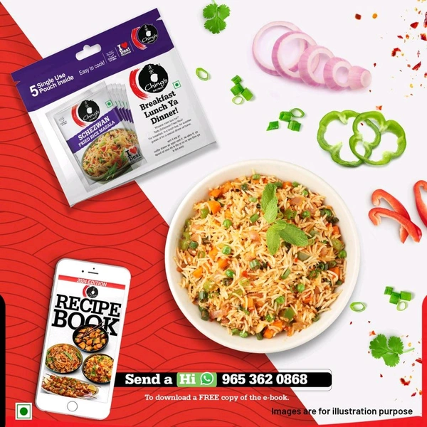 Ching's Secret Schezwan Fried Rice Masala Instant Mix - 5 Single Use Pouches - 5 x 20 g