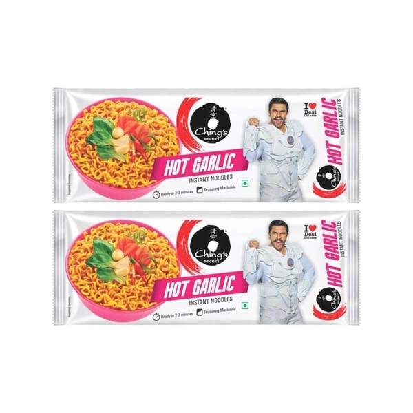 Ching's Secret Hot Garlic Flavoured Instant Noodles - Pack of 2 - 2 x 240 g