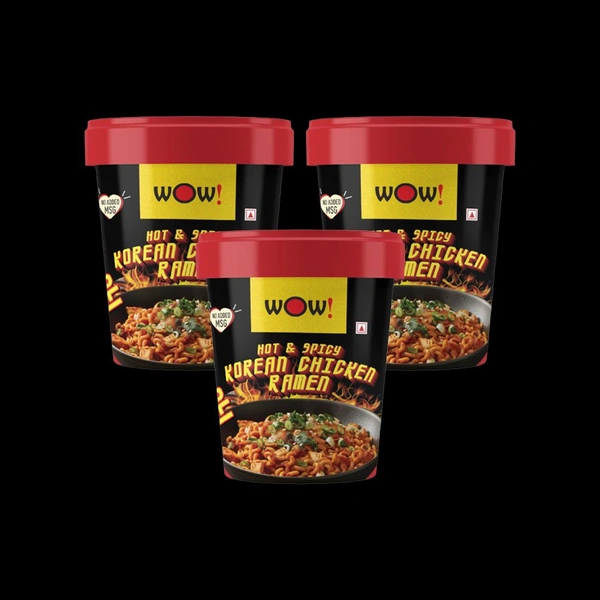 Wow! Hot & Spicy Korean Chicken Ramen Cup Noodles - Pack of 3 - 3 x 95 g