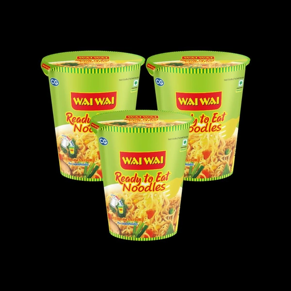 Wai Wai Ready To Eat Cup Noodles - Pack of 3 - 3 x 75 g