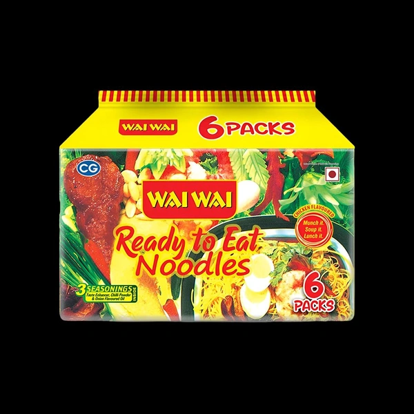 Wai Wai Ready To Eat Chicken Flavoured Noodles - 6 Pieces