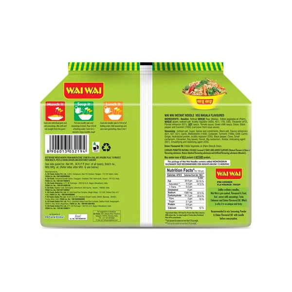 Wai Wai Ready To Eat Veg Masala Flavoured Noodles - 390g