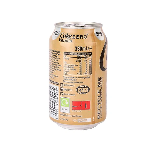 Coca-Cola Vanilla Soft Drink (Zero Sugar) - 330 ml