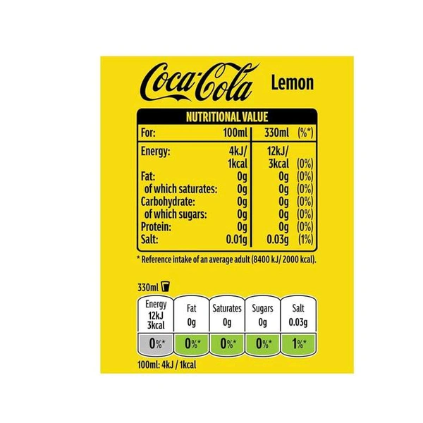 Coca-Cola Lemon Soft Drink (Zero Sugar) 330 ml - 330 ml