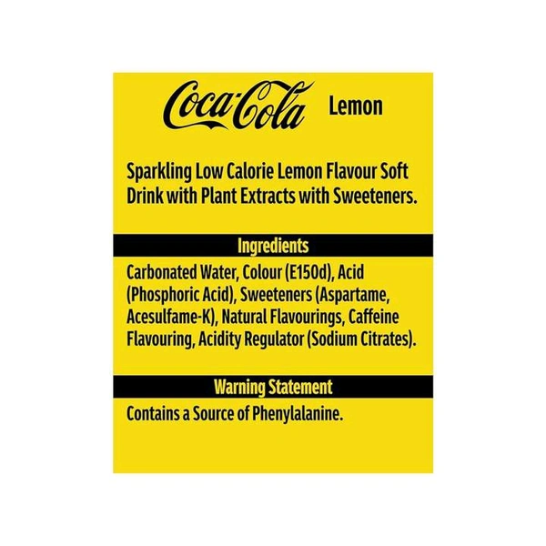 Coca-Cola Lemon Soft Drink (Zero Sugar) 330 ml - 330 ml
