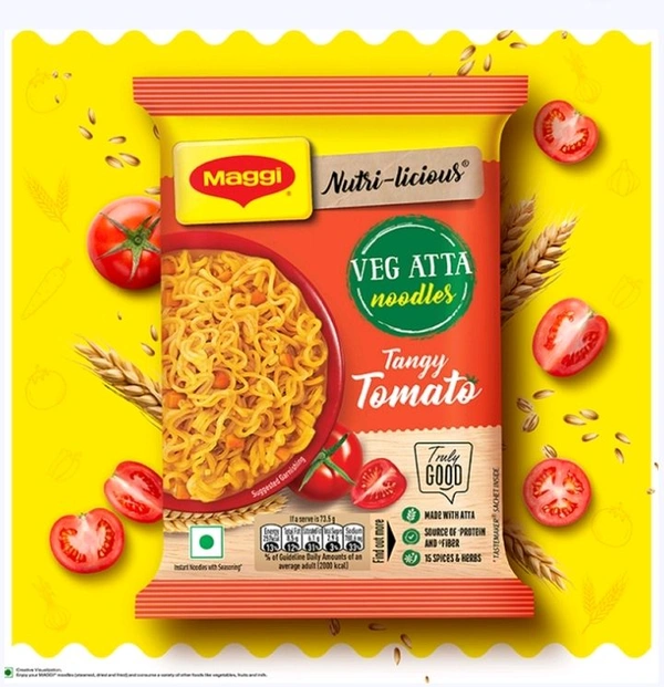 Maggi Nutrilicious Tangy Tomato Veg Atta Noodles - 2×73.5 g