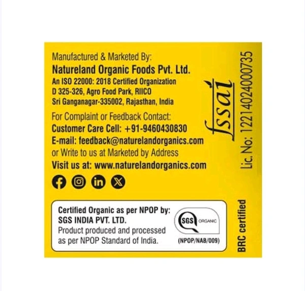Natureland Chana Organic Besan - 500 g